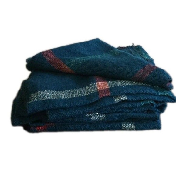 10 Cloth Dinner Napkins Green Plaid Sparkly Gold Red Christmas Holiday Lot Of 10 - Picture 2 of 9